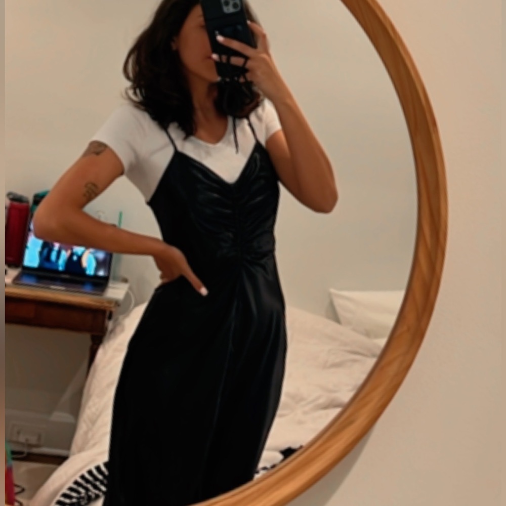 Long silky black dress